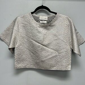 Rocket X Lunch Women’s Short Sleeve Cropped Metallic Blouse OS